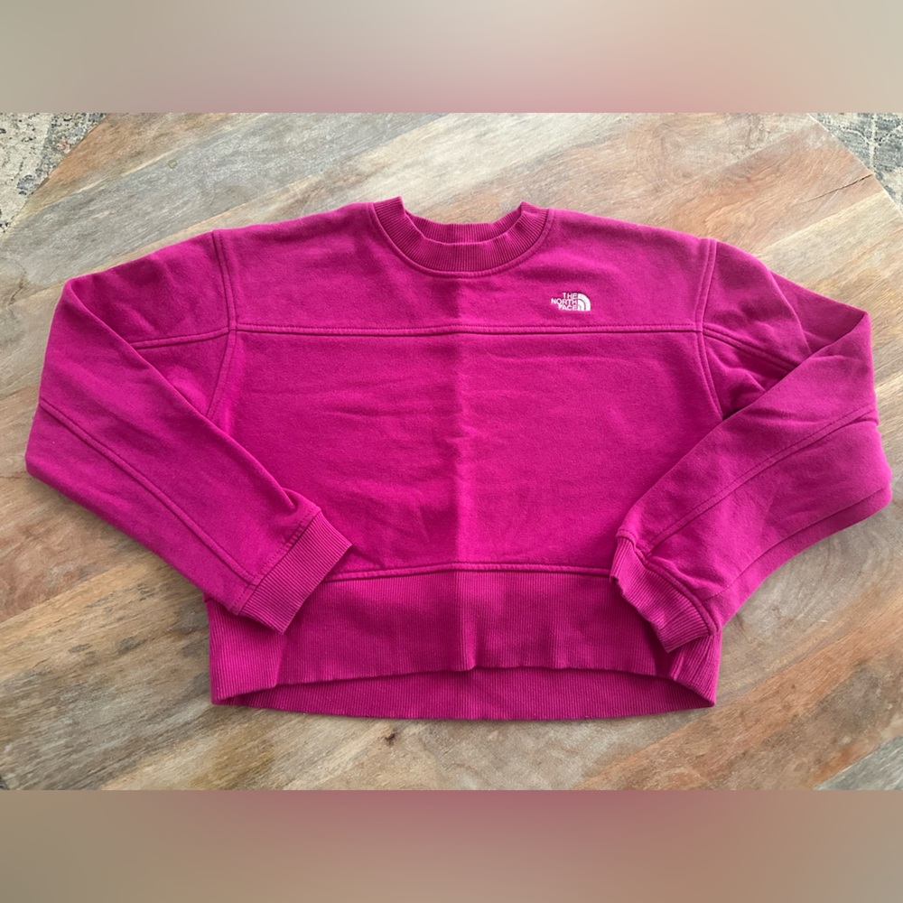 The North Face Girls Fuchsia Crewneck Cropped Sweatshirt
